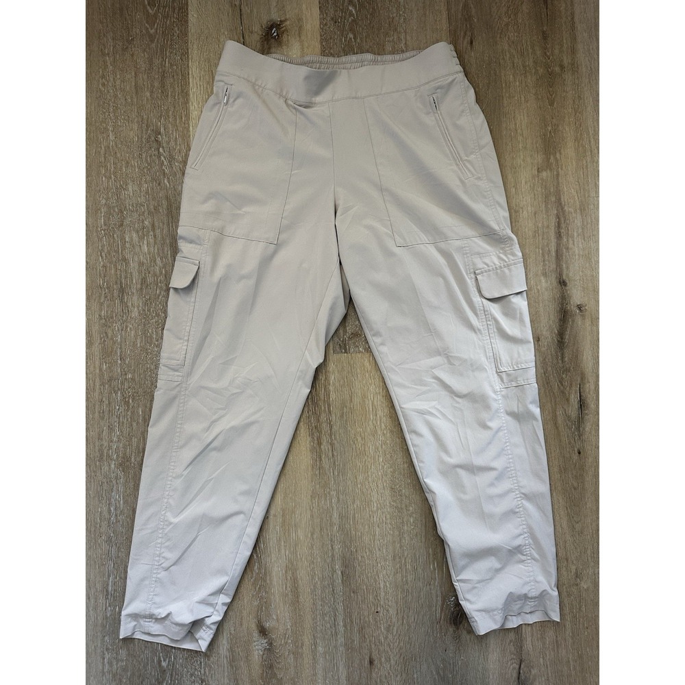 Athleta‎ Chelsea Cargo Pants 14 Beige Stretch Travel Hiking Utility